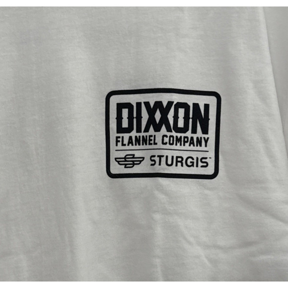 Dixxon Flannel Mens T-Shirt Short Sleeve White Size Large Sturgis Badge New - Picture 2 of 5